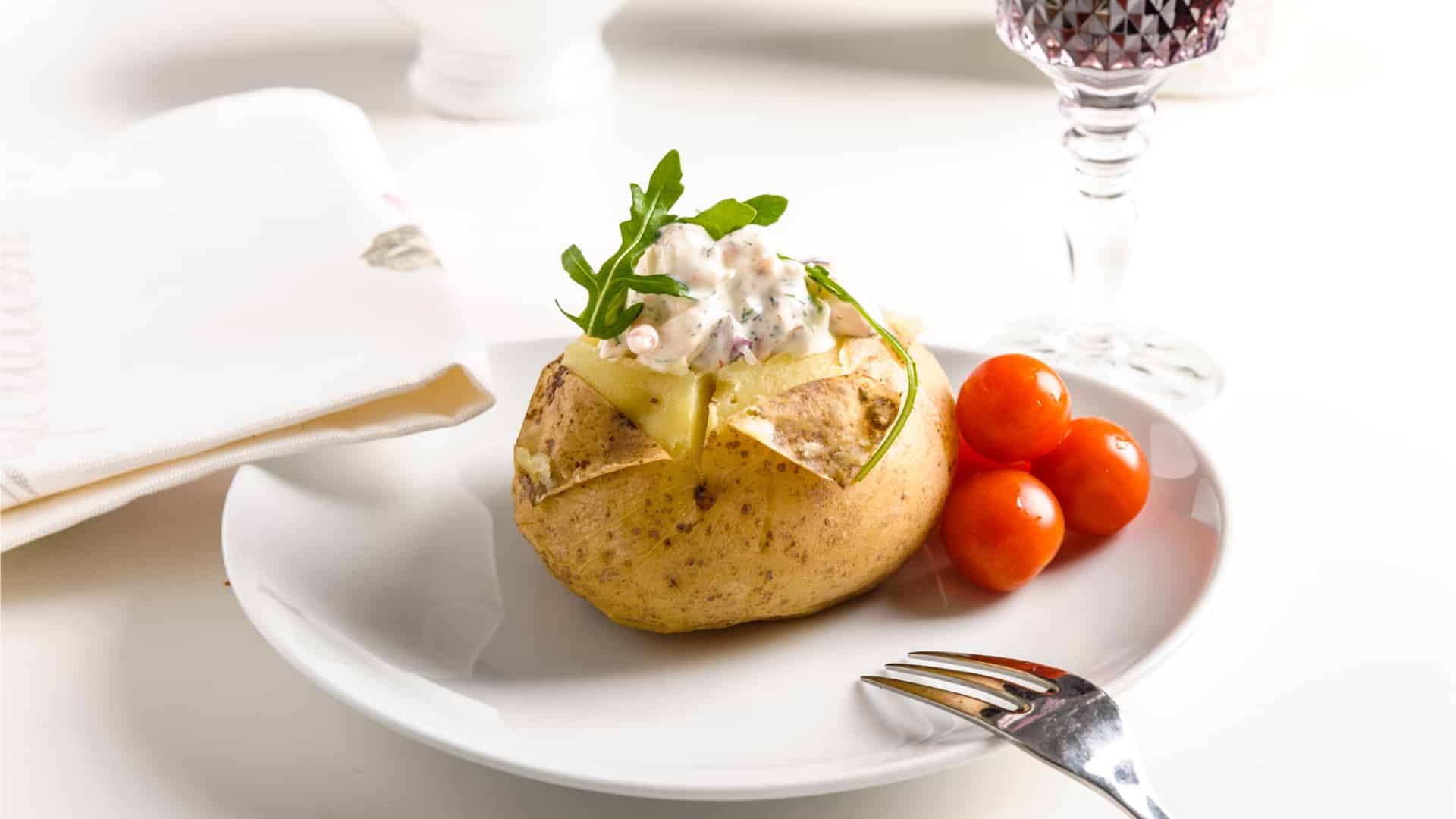 Batata Recheada com Camarão e Palmito